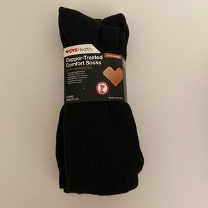 3 pairs CVS Copper Treated Black Comfort Socks Size L/XL